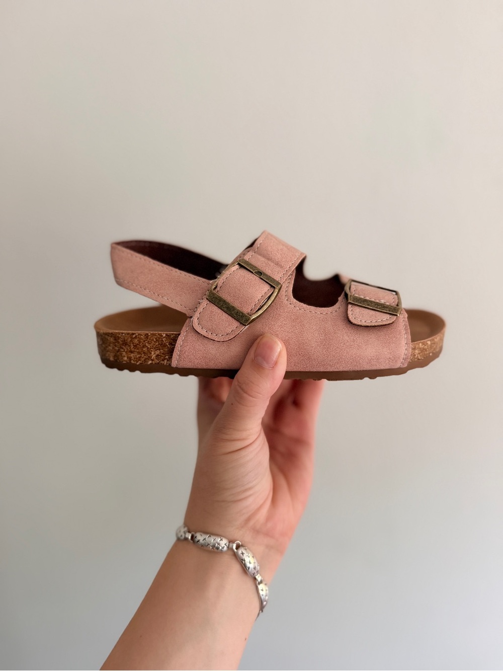 Girls Light Pink Double-Buckle Comfort Sandals